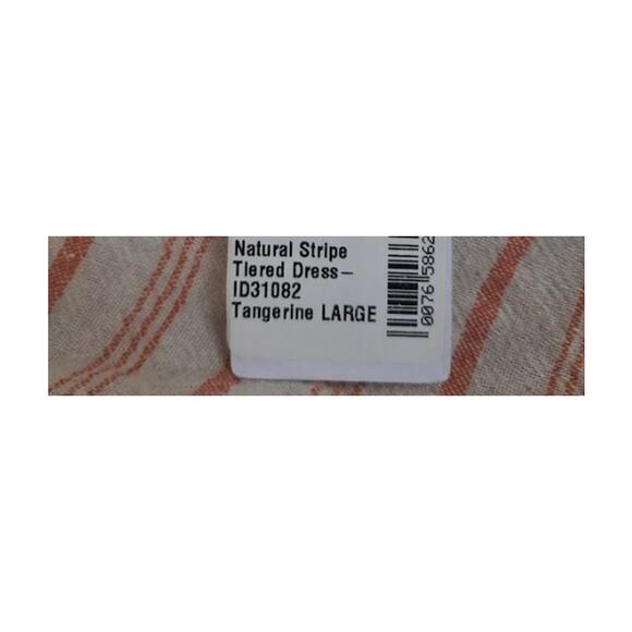 NWT Millibon Sleeveless Linen Tiered Dress Natural Stripe Dress L - Picture 4 of 6